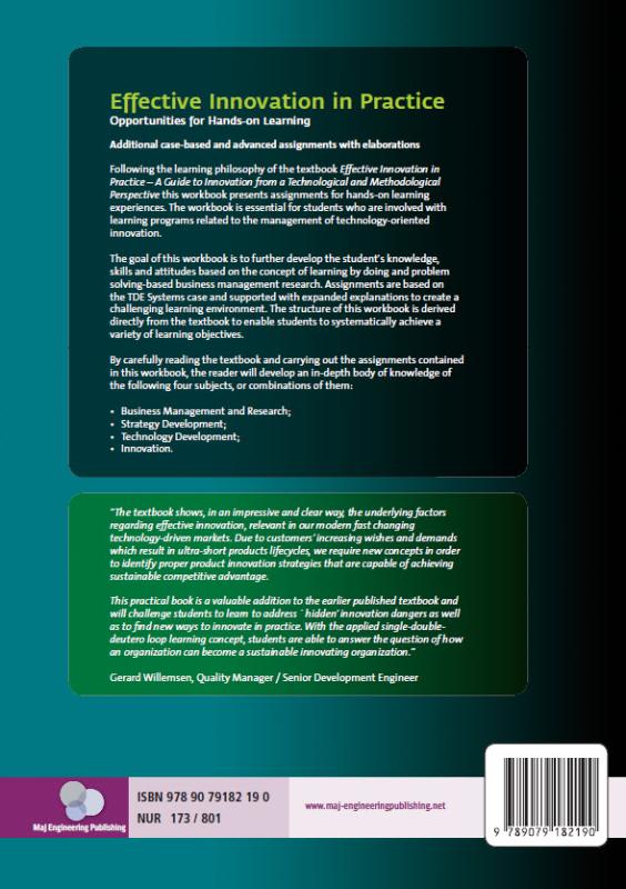 Achterkant van Effective innovation in practice, opportunities for hands-on learning