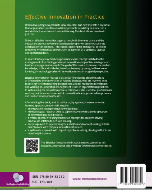 Achterkant van Effective innovation in practice