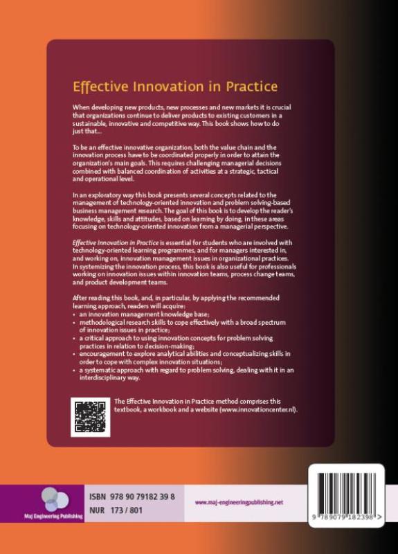 Achterkant van Effective innovation in practice
