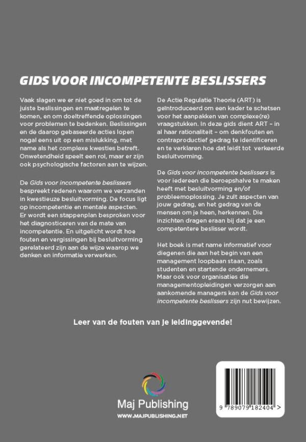 Achterkant van Gids voor incompetente beslissers 2de herziene druk