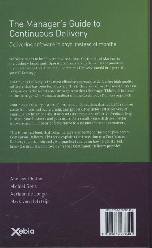 Achterkant van The manager's guide to continuous delivery