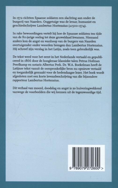 Achterkant van De ondergang van Naarden