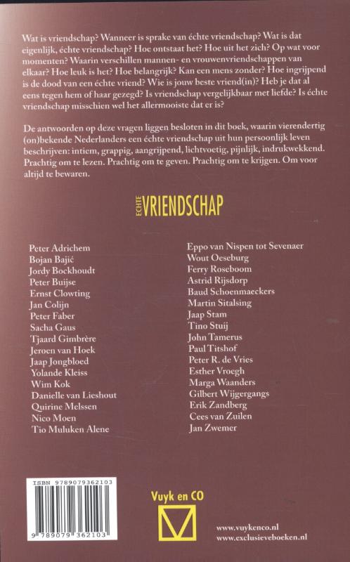 Achterkant van Echte vriendschap