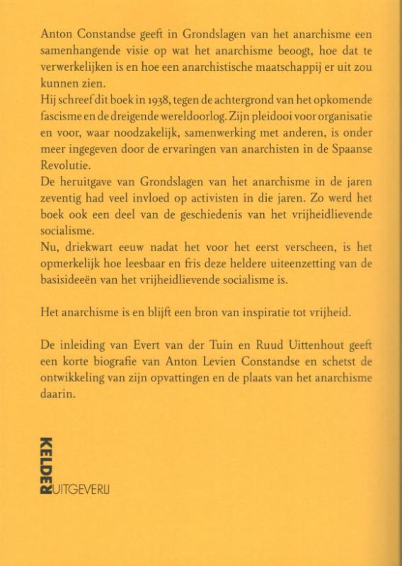 Achterkant van Grondslagen van het anarchisme