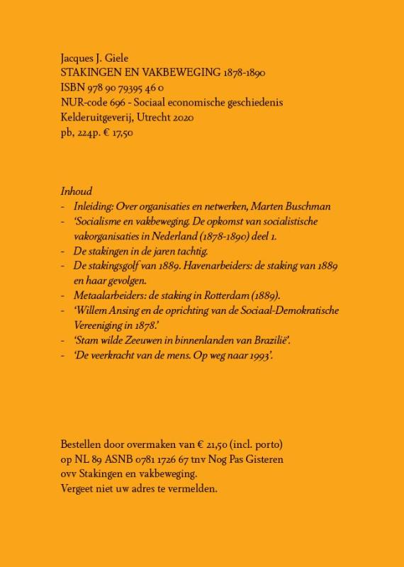 Achterkant van Ter gelegenheid van het verschijnen van ''Stakingen en vakbeweging 1878-1890''