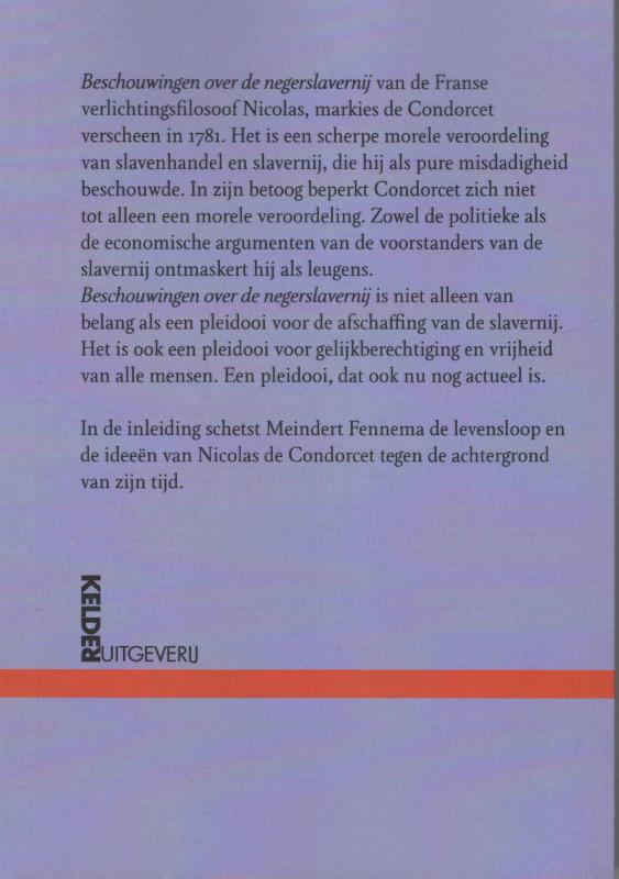 Achterkant van Beschouwingen over de negerslavernij