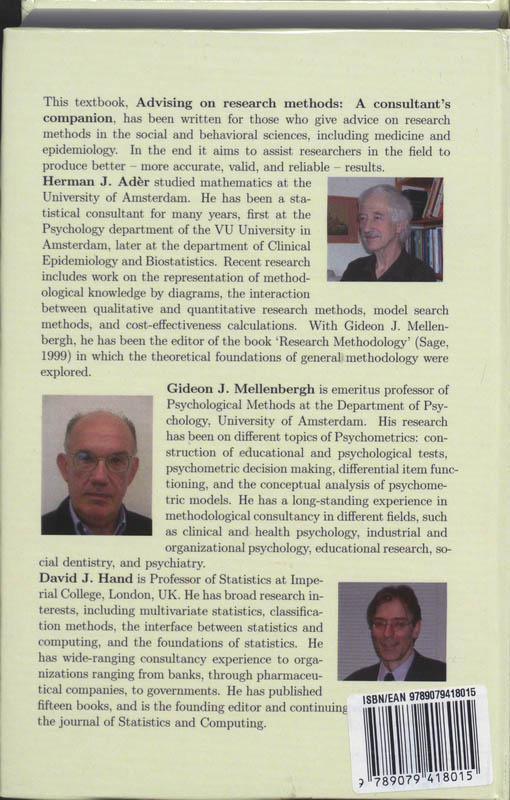 Achterkant van Advising on Research Methods