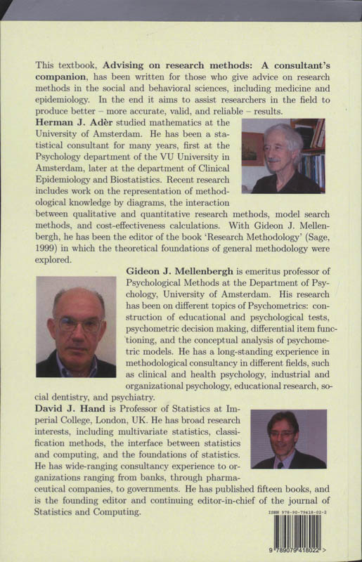 Achterkant van Advising on research methods