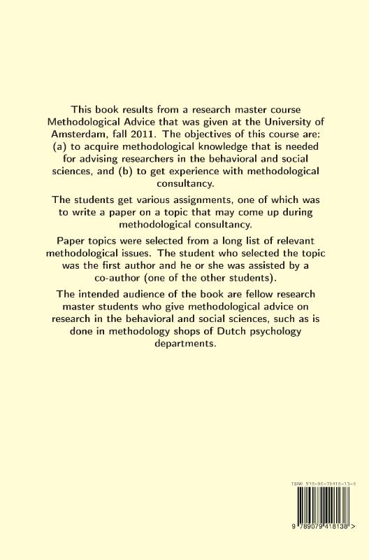 Achterkant van Advising on research methods