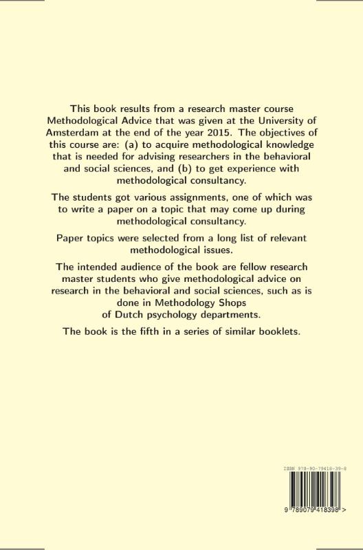 Achterkant van Advising on research methods