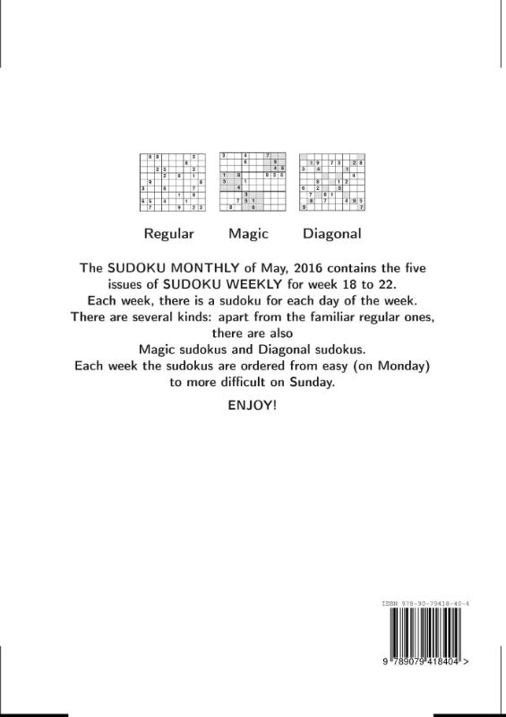 Achterkant van Sudoku monthly