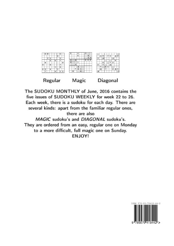 Achterkant van Sudoku monthly