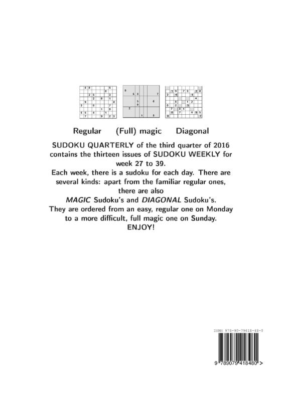 Achterkant van Sudoku quarterly