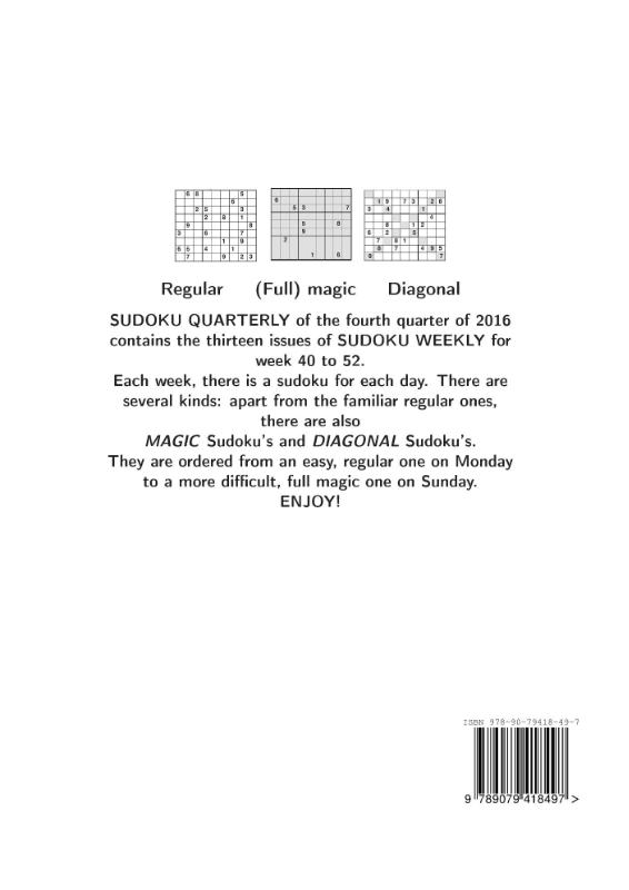 Achterkant van Sudoku quarterly