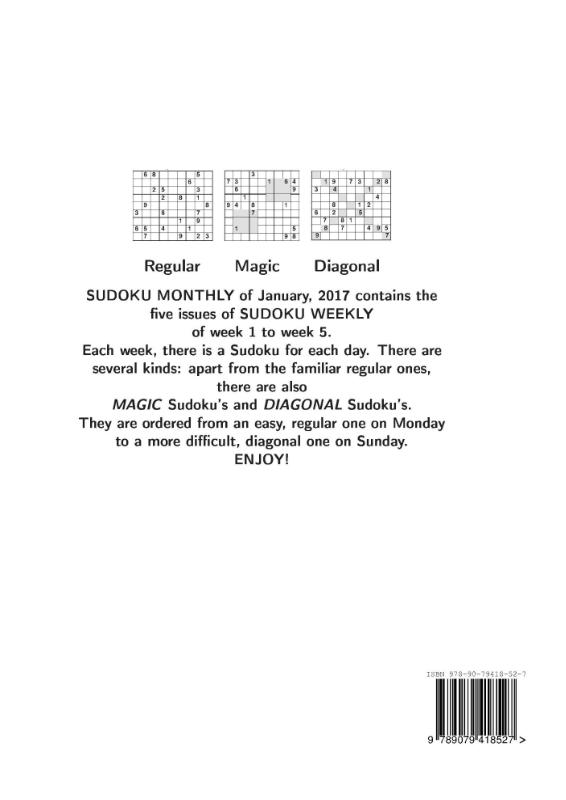 Achterkant van Sudoku monthly