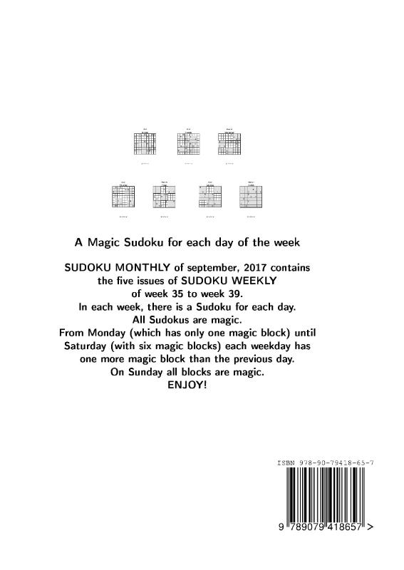Achterkant van Sudoku monthly (September 2017)