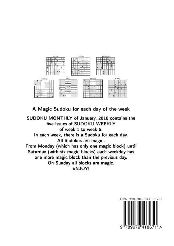 Achterkant van Sudoku monthly January 2018