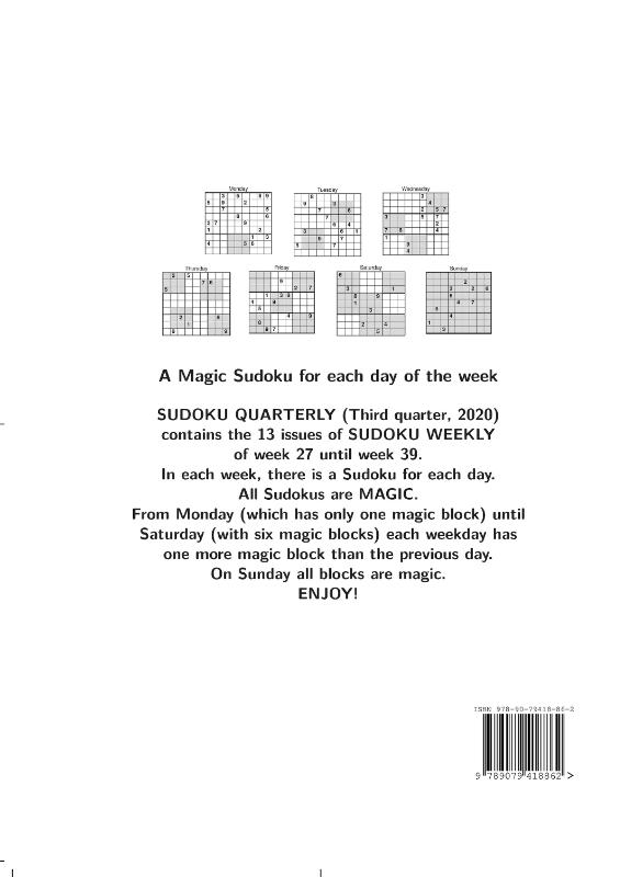Achterkant van Sudoku quarterly