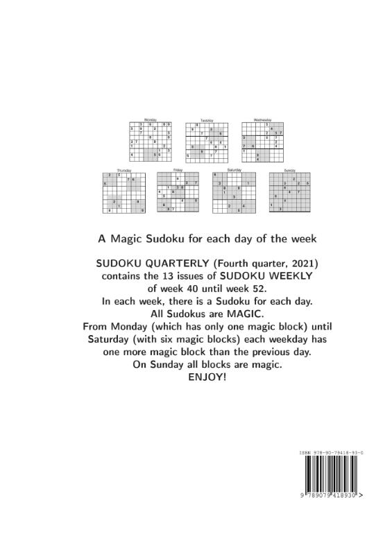 Achterkant van Sudoku quarterly