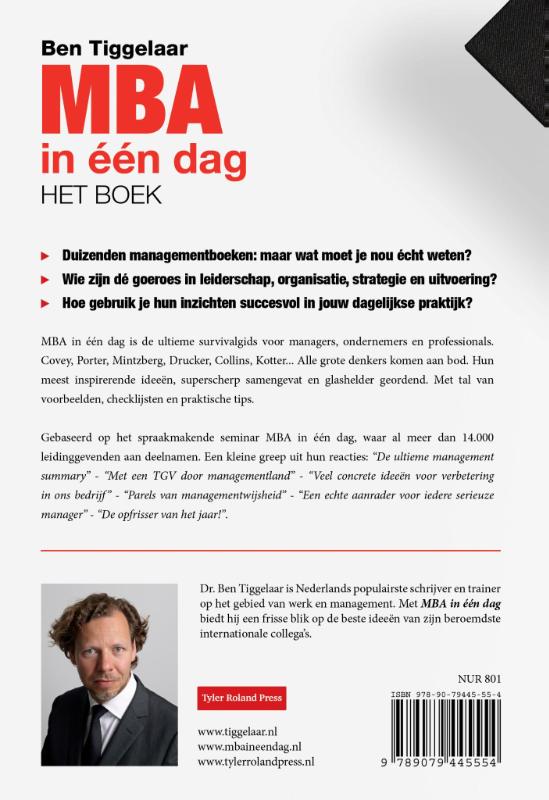 Achterkant van Ben Tiggelaar MBA in een dag - het boek