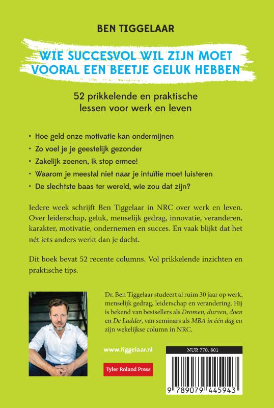 Achterkant van Wie succesvol wil zijn moet vooral een beetje geluk hebben