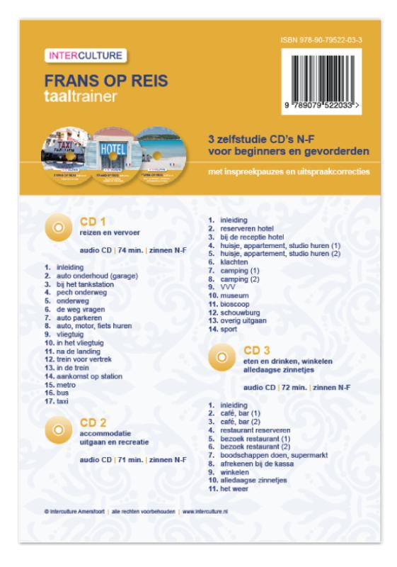 Achterkant van Interculture Frans op reis taaltrainer 3 CD's