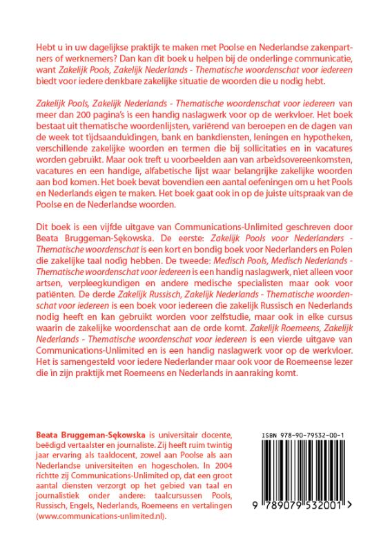 Achterkant van Zakelijk Pools, zakelijk Nederlands