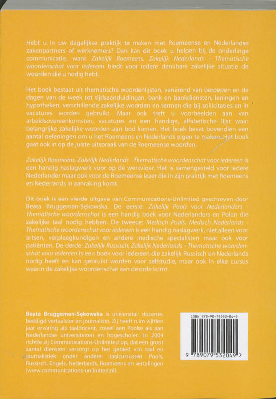 Achterkant van Zakelijk Roemeens, Zakelijk Nederlands