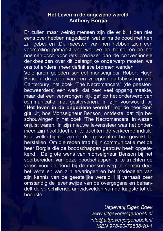 Achterkant van Het leven in de ongeziene wereld