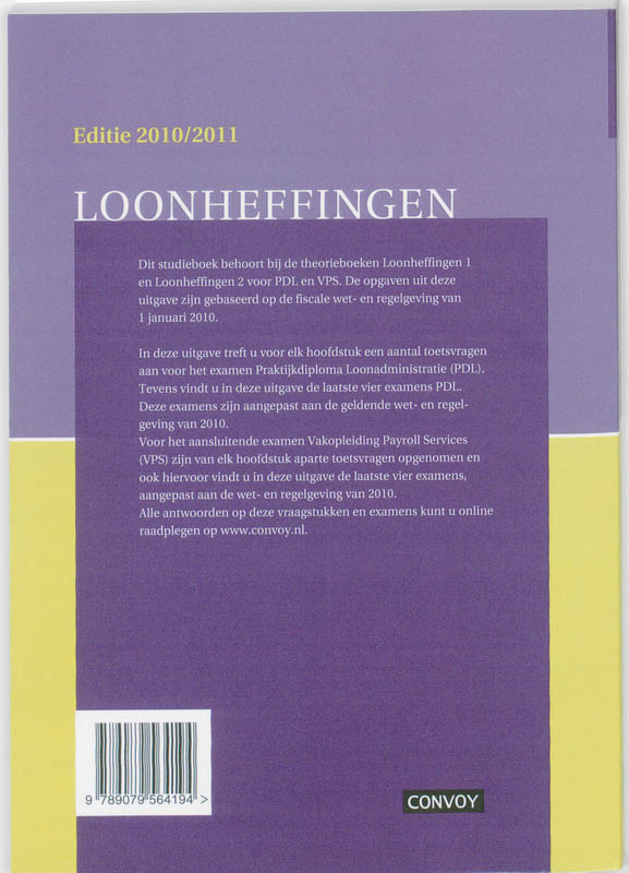 Achterkant van Opgavenboek