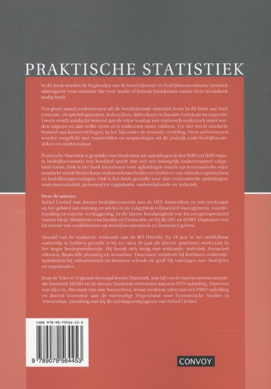 Achterkant van Praktische Statistiek
