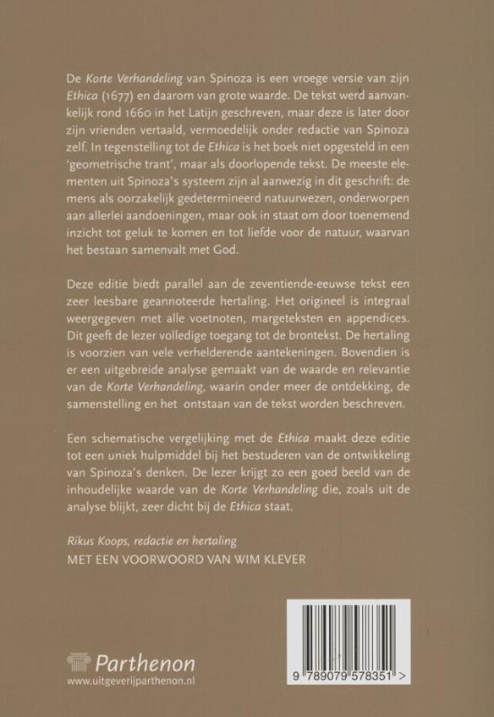 Achterkant van Korte Verhandeling van God, de mens en zijn welstand