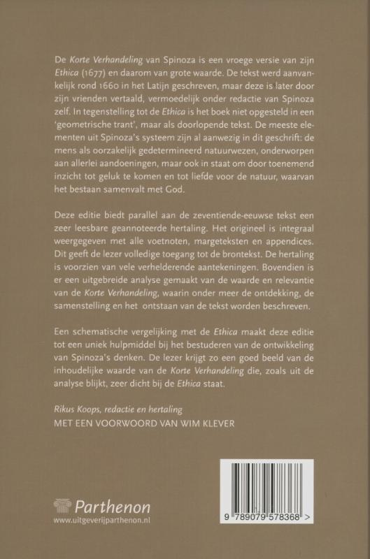 Achterkant van Korte verhandeling van god, de mens en zijn welstand