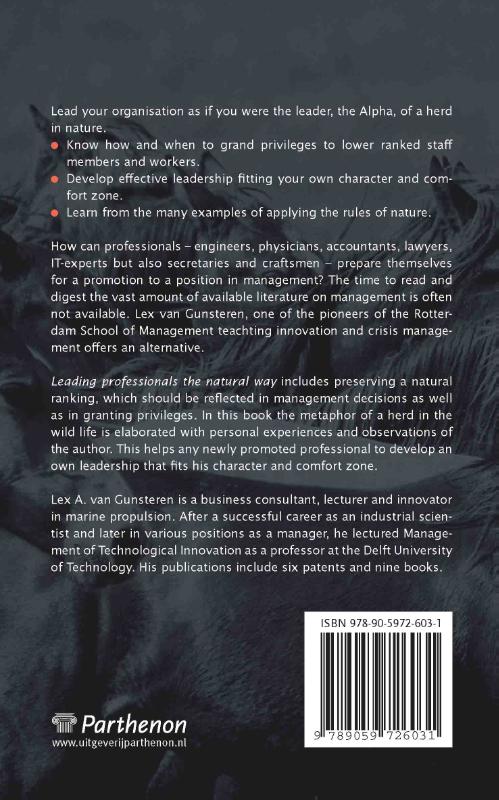 Achterkant van Leading professionals the natural way