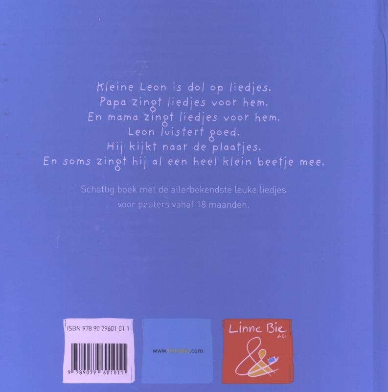 Achterkant van Liedjesboek van kleine Leon