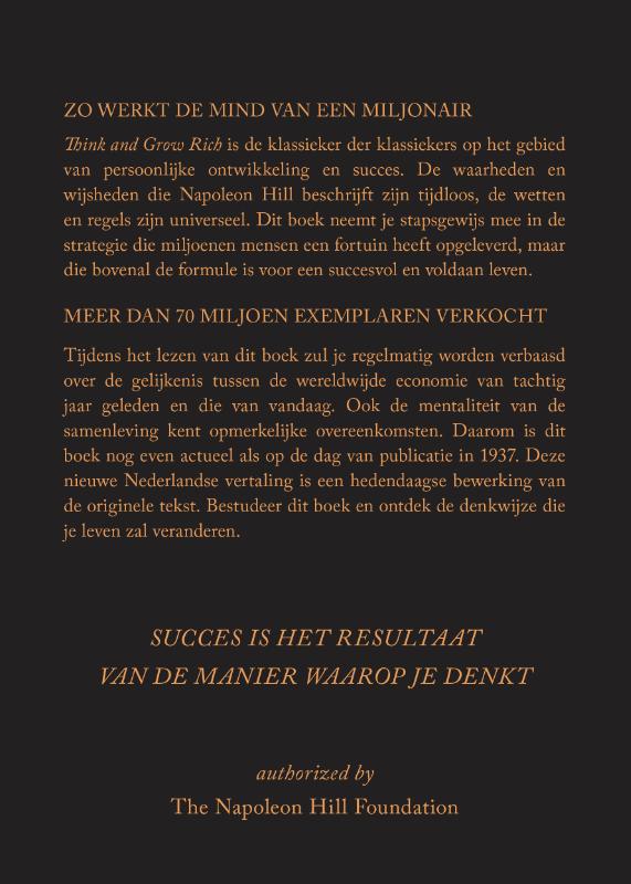 Achterkant van Think and Grow Rich
