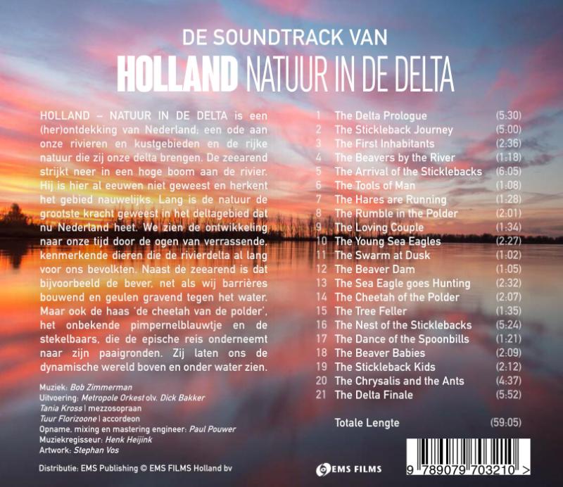 Achterkant van Soundtrack van de film Holland, natuur in de delta