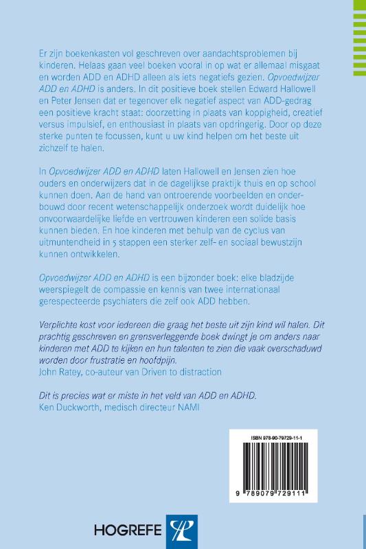 Achterkant van Opvoedwijzer ADD en ADHD