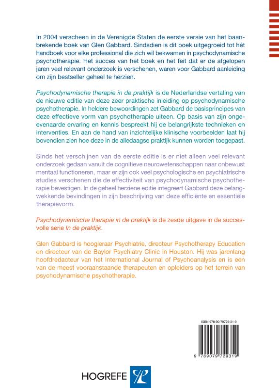 Achterkant van Psychodynamische therapie in de praktijk