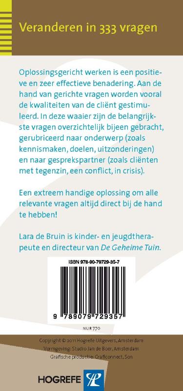 Achterkant van Veranderen in 333 vragen