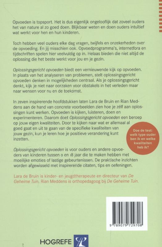 Achterkant van Oplossingsgericht opvoeden