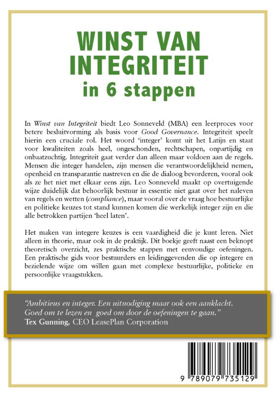 Achterkant van Winst van integriteit