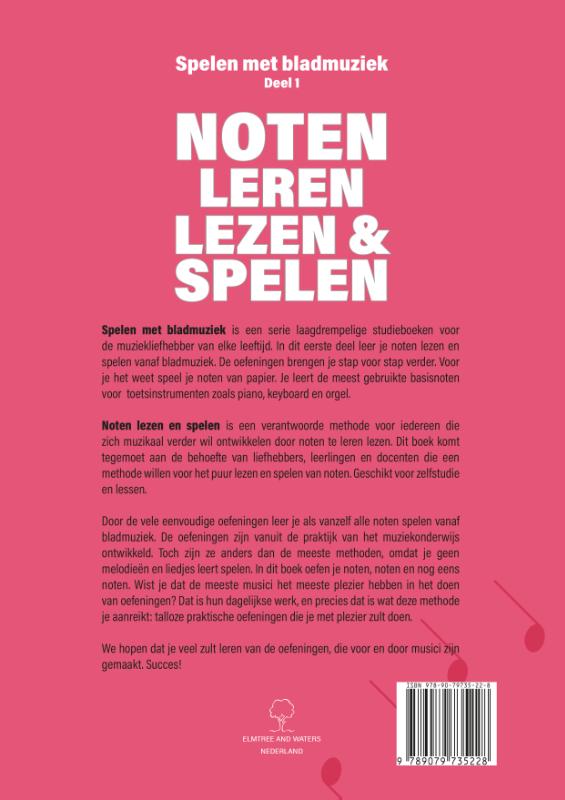 Achterkant van Noten leren lezen en spelen