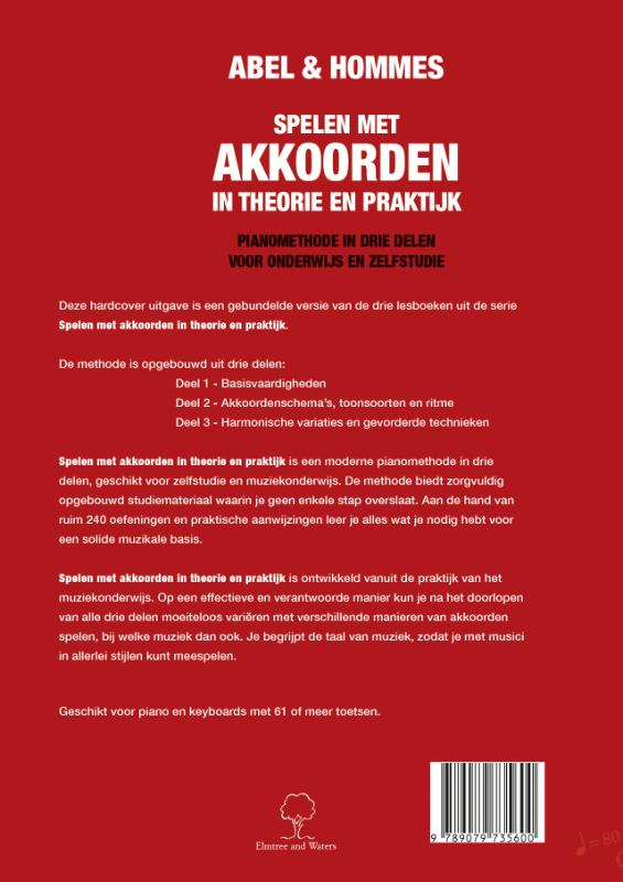 Achterkant van Pianomethode in drie delen voor onderwijs en zelfstudie