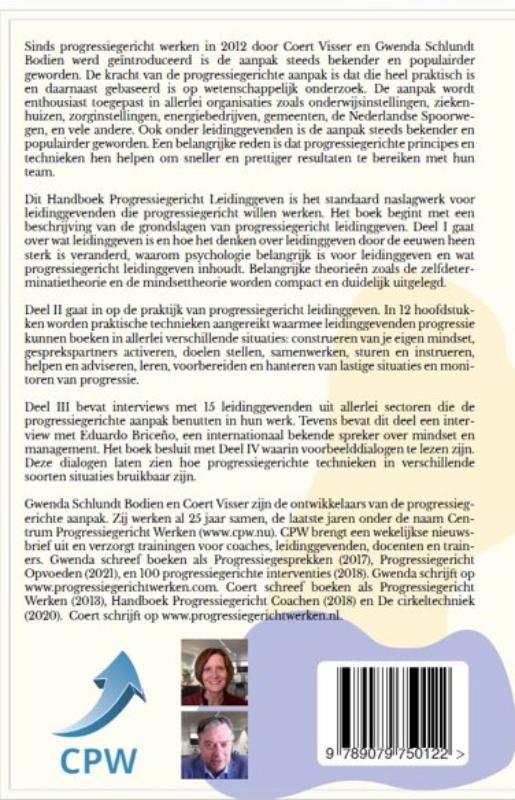 Achterkant van Handboek Progressiegericht Leidinggeven