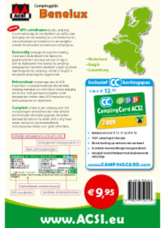 Achterkant van ACSI Campinggids Benelux 2009