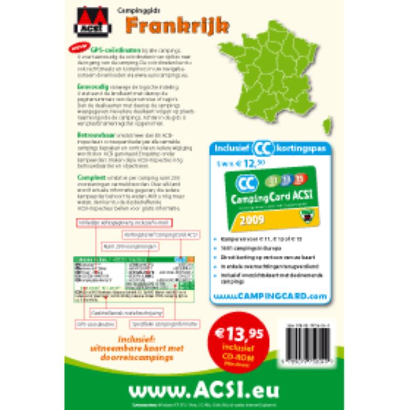 Achterkant van ACSI Campinggids Frankrijk 2009