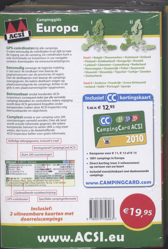 Achterkant van ACSI Campinggids Europa set 2 dln 2010