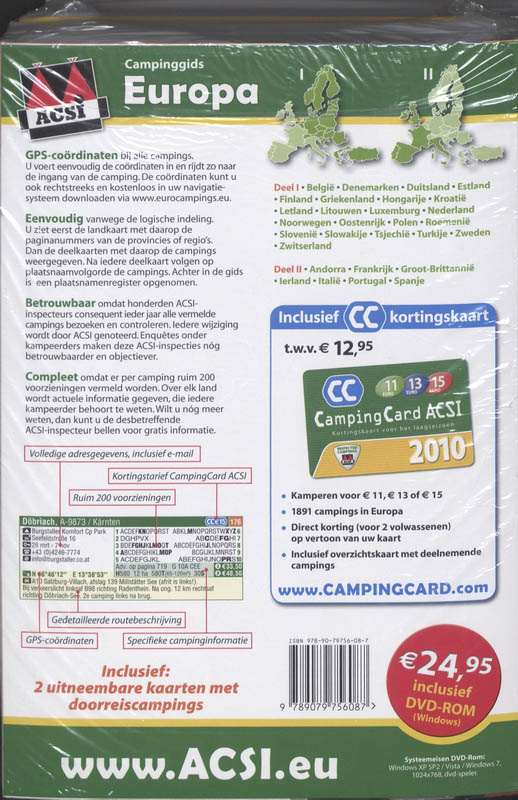 Achterkant van ACSI Campinggids Europa set 2 dln 2010
