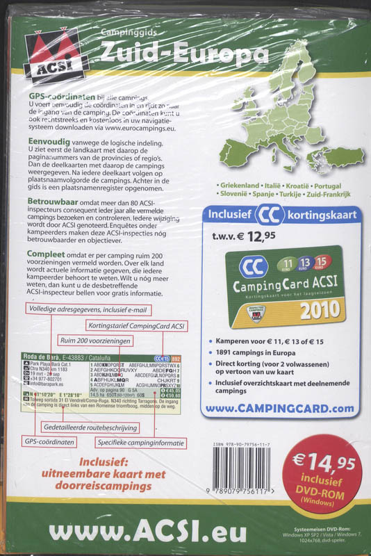 Achterkant van ACSI Campinggids Zuid-Europa 2010